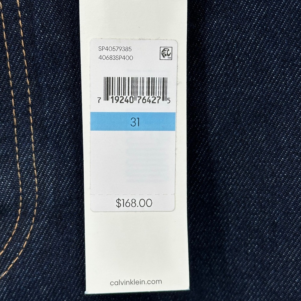 Calvin Klein Jeans Twisted Seam Jean W31 Dark Indigo Organic Cotton Selvedge NEW - Picture 7 of 16